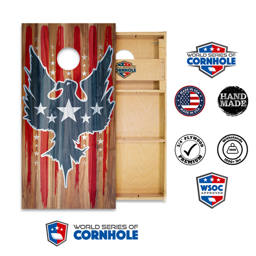 World Series of Cornhole Official 2' x 4' Professional Cornhole Board Runway 2402P - Stars and Stripes Eagle