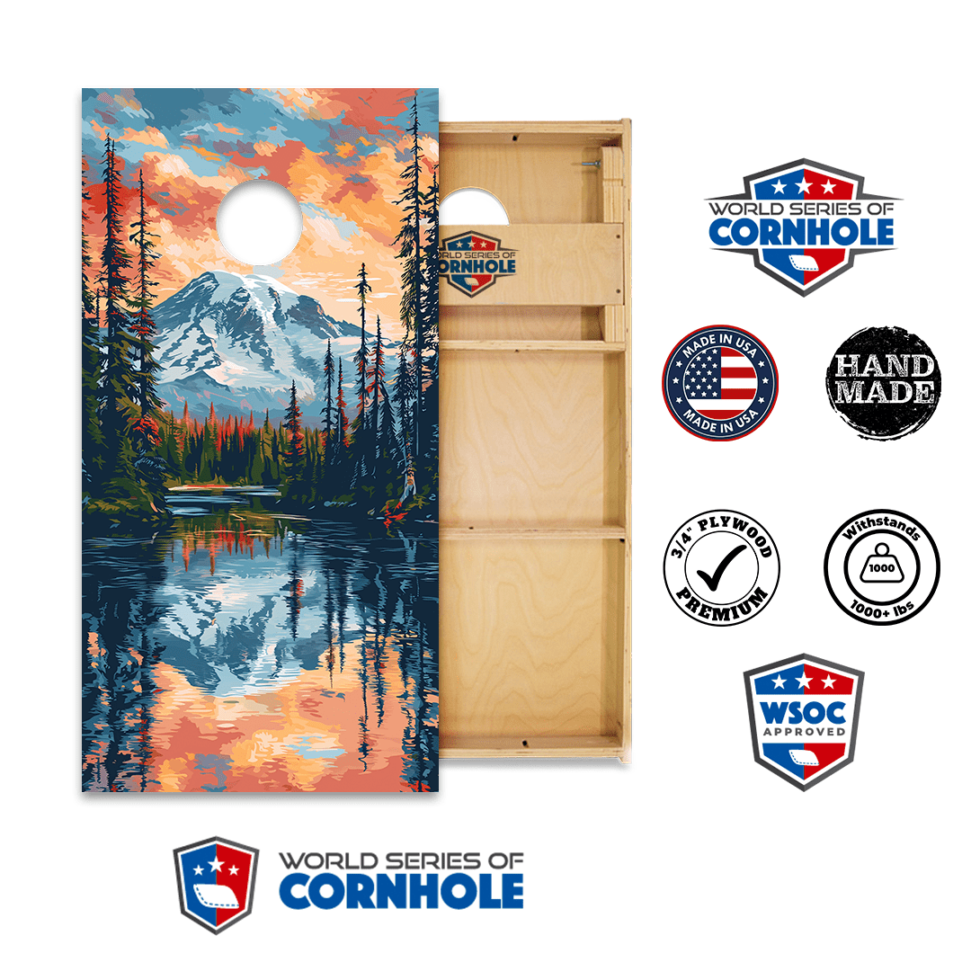 Cornhole Boards World Series of Cornhole Official 2' x 4' Professional Cornhole Board Runway 2402P - Mt. Rainier National Park