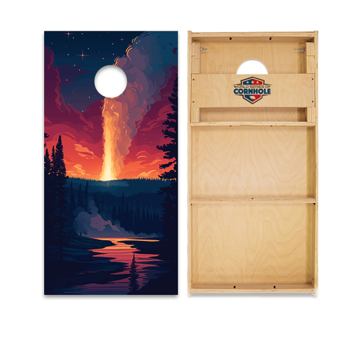 Cornhole Boards World Series of Cornhole Official 2' x 4' Professional Cornhole Board Runway 2402P - Yellowstone National Park Old Faithful