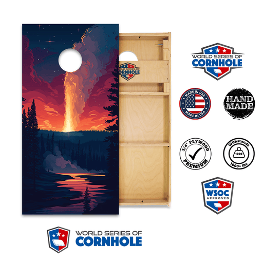 Cornhole Boards World Series of Cornhole Official 2' x 4' Professional Cornhole Board Runway 2402P - Yellowstone National Park Old Faithful