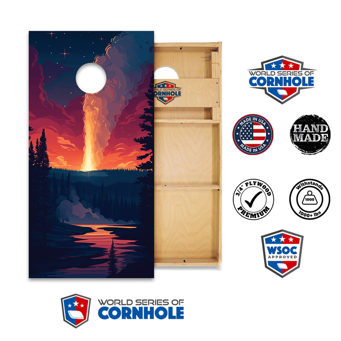 Cornhole Boards World Series of Cornhole Official 2' x 4' Professional Cornhole Board Runway 2402P - Yellowstone National Park Old Faithful