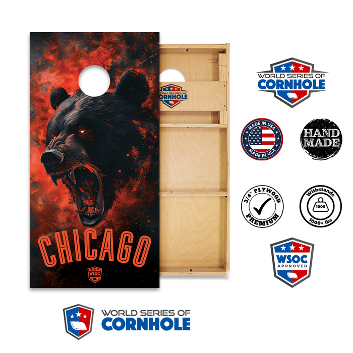 Cornhole Boards World Series of Cornhole Official 2' x 4' Professional Cornhole Board Runway 2402P - Chicago Bears