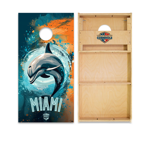 Professional 2x4 Boards - Runway World Series of Cornhole Official 2' x 4' Professional Cornhole Board Runway 2402P - Miami Dolphins