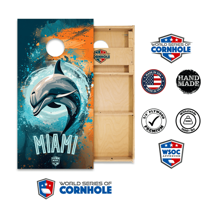 Cornhole Boards World Series of Cornhole Official 2' x 4' Professional Cornhole Board Runway 2402P - Miami Dolphins