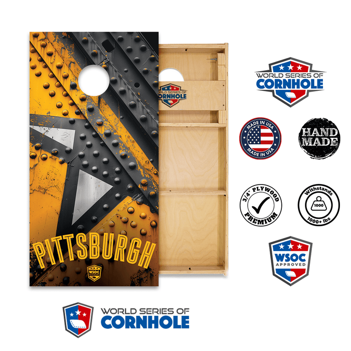 Cornhole Boards World Series of Cornhole Official 2' x 4' Professional Cornhole Board Runway 2402P - Pittsburgh Steelers