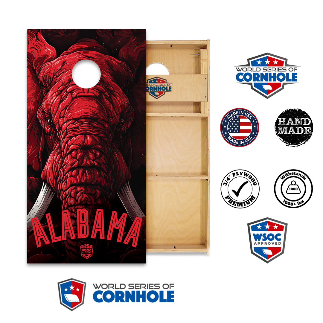 Cornhole Boards World Series of Cornhole Official 2' x 4' Professional Cornhole Board Runway 2402P - Alabama Crimson Tide