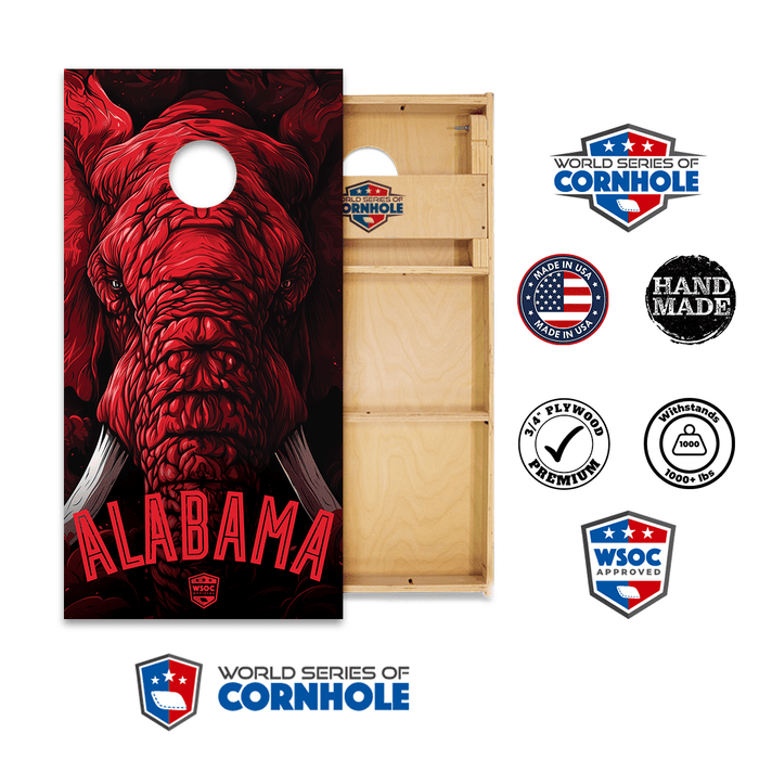 Cornhole Boards World Series of Cornhole Official 2' x 4' Professional Cornhole Board Runway 2402P - Alabama Crimson Tide