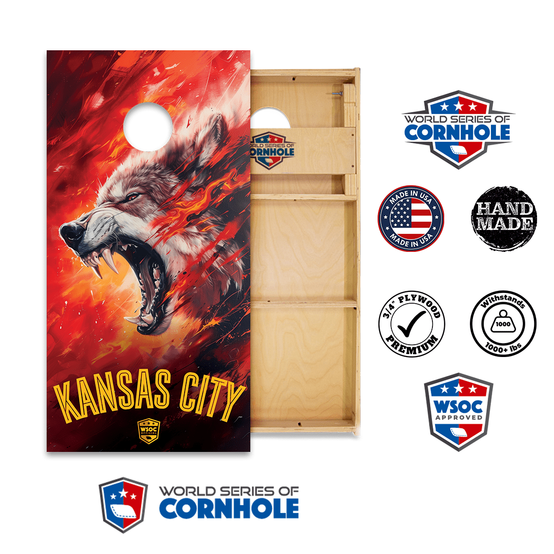 Cornhole Boards World Series of Cornhole Official 2' x 4' Professional Cornhole Board Runway 2402P - Kansas City Chiefs