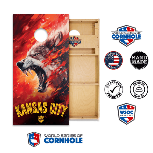 Cornhole Boards World Series of Cornhole Official 2' x 4' Professional Cornhole Board Runway 2402P - Kansas City Chiefs