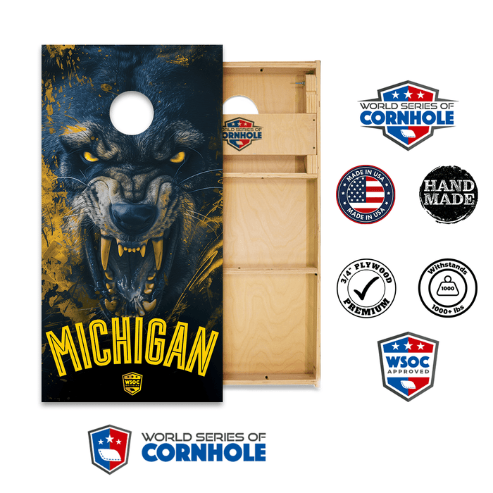 Cornhole Boards World Series of Cornhole Official 2' x 4' Professional Cornhole Board Runway 2402P - Michigan Wolverines