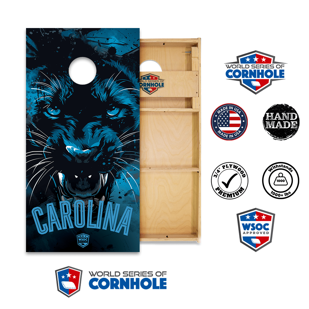 Cornhole Boards World Series of Cornhole Official 2' x 4' Professional Cornhole Board Runway 2402P - Carolina Panthers