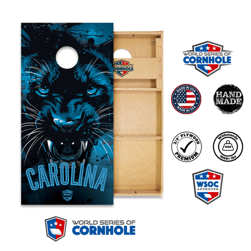 Professional 2x4 Boards - Runway World Series of Cornhole Official 2' x 4' Professional Cornhole Board Runway 2402P - Carolina Panthers