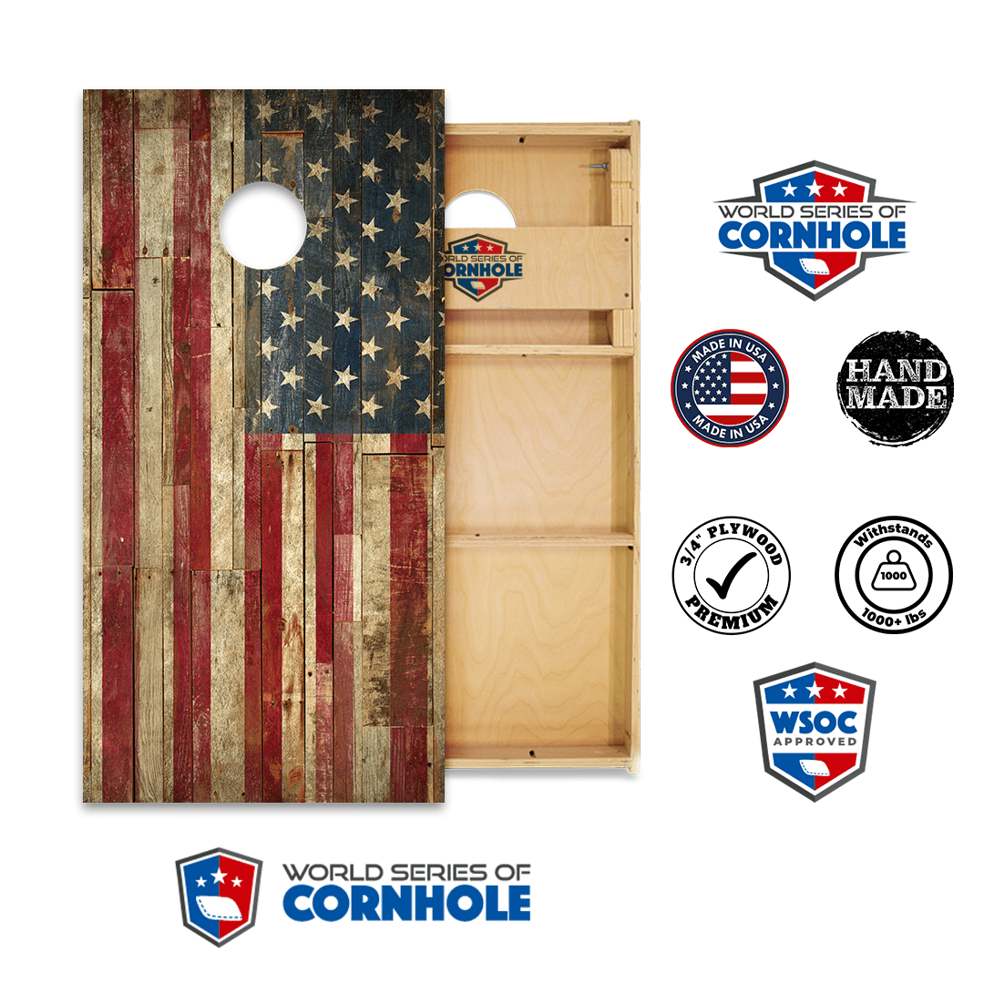Cornhole Boards World Series of Cornhole Official 2' x 4' Professional Cornhole Board Runway 2402P - American Flag