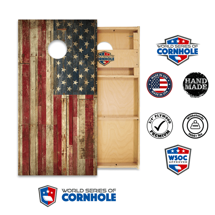 Cornhole Boards World Series of Cornhole Official 2' x 4' Professional Cornhole Board Runway 2402P - American Flag