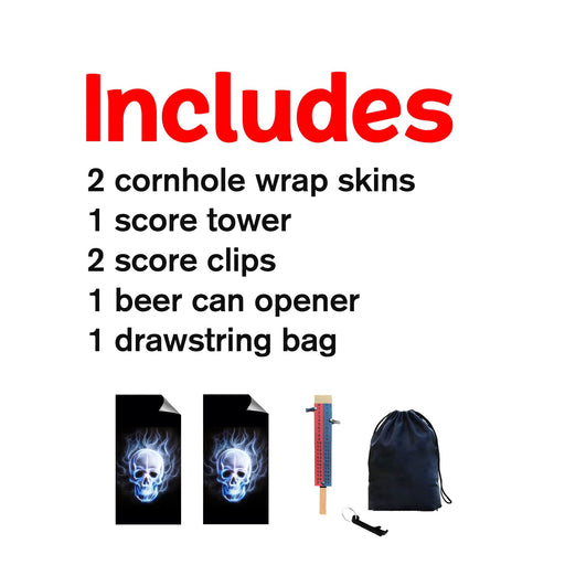 WINDY SKULL Cornhole Boards Wraps (Set of 2)