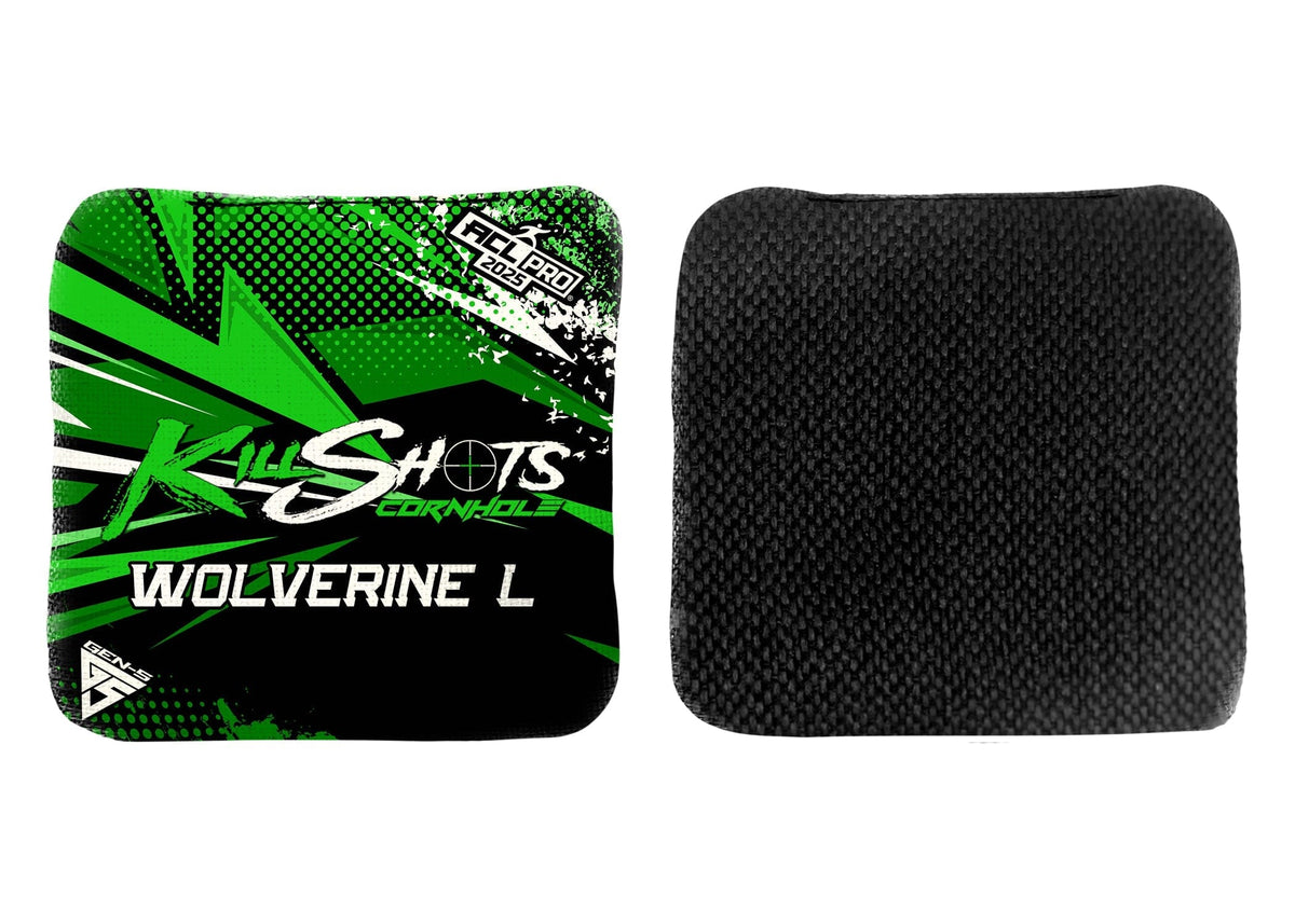 Bags ABSTRACT GREEN / Yes (+$15) Killshots Cornhole | Wolverine-L Series | Limited Designs | 2025 ACL Pro Cornhole Bags