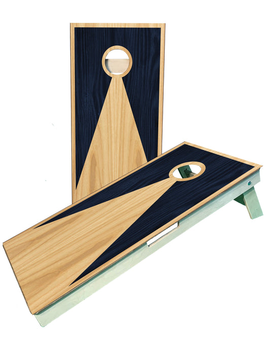 cornhole boards Navy Blue/ Wood Grain Patterned Cornhole Boards