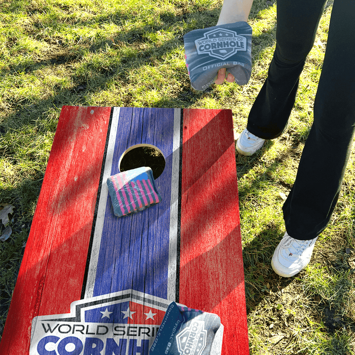 Recreational Cornhole Set World Series of Cornhole Recreational Cornhole Set - Red and Blue Patriotic Boards with Red and Blue Bags