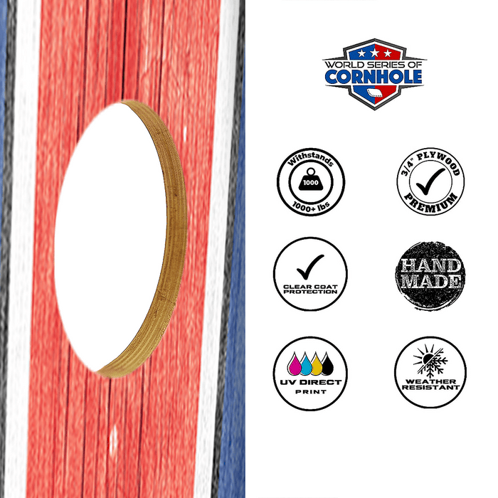 Recreational Cornhole Set World Series of Cornhole Recreational Cornhole Set - WSOC Blue and Red Stripes Boards with Red and Blue Bags