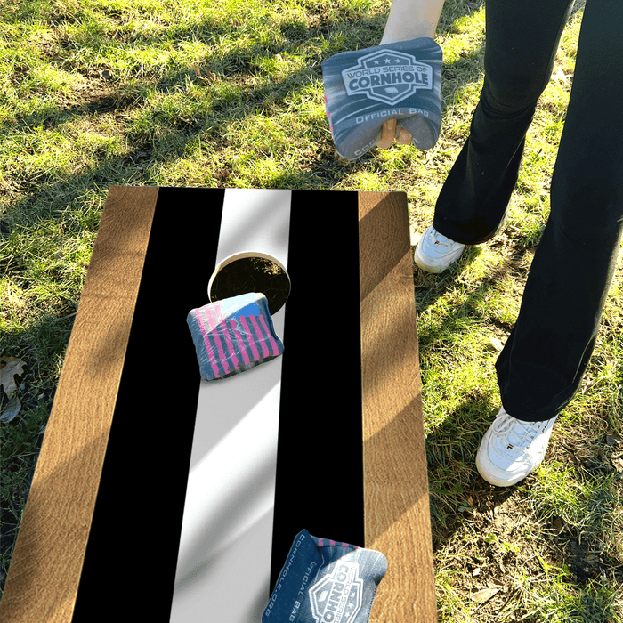 Recreational Cornhole Set World Series of Cornhole Recreational Cornhole Set - Black and White Stripes Boards with Black and White Bags