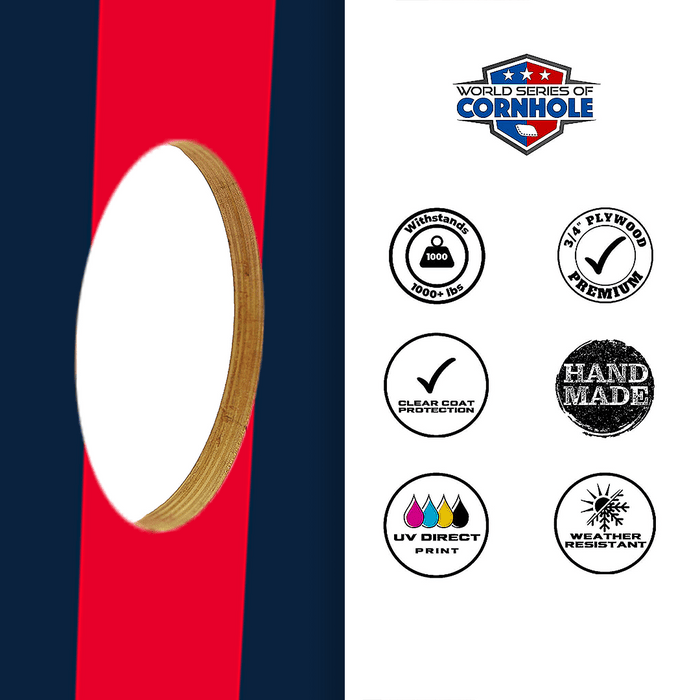 Recreational Cornhole Set World Series of Cornhole Recreational Cornhole Set - Blue and Red Stripes Boards with Navy and Red Bags
