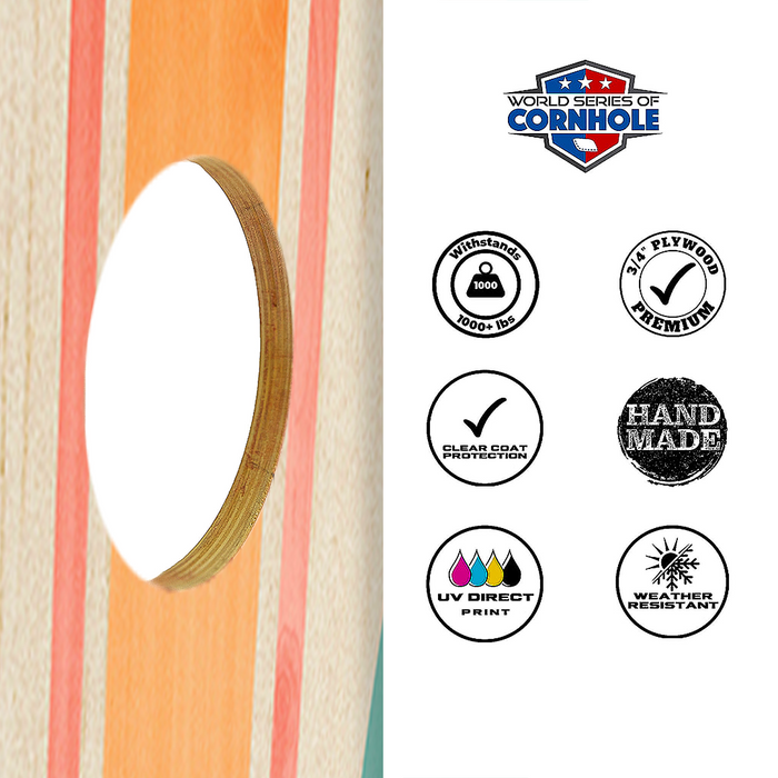 World Series of Cornhole Recreational Cornhole Set - Beau Surfboard Boards with Orange and Teal Bags
