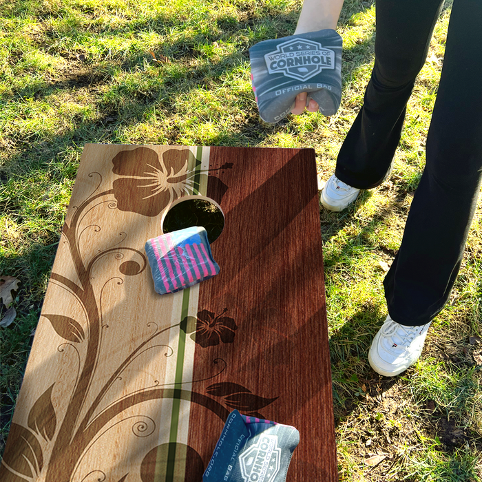 World Series of Cornhole Recreational Cornhole Set - Hollis Surfboard Boards with Red and Royal Blue Bags
