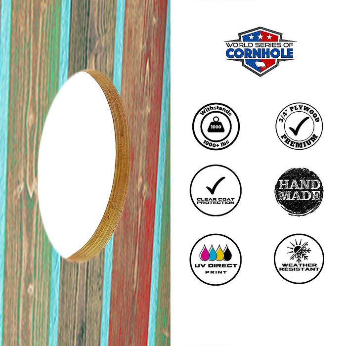 World Series of Cornhole Recreational Cornhole Set - Kai Surfboard Boards with Red and Royal Blue Bags