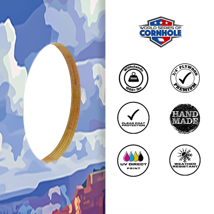 World Series of Cornhole Recreational Cornhole Set - Bryce Canyon National Park Daytime Boards with Red and Royal Blue Bags
