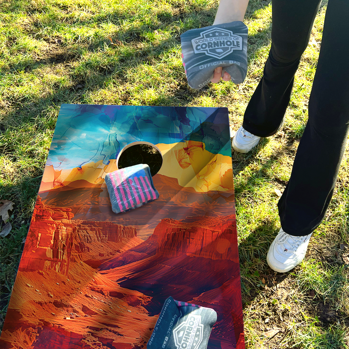 World Series of Cornhole Recreational Cornhole Set - Capitol Reef National Park Daytime Boards with Red and Royal Blue Bags
