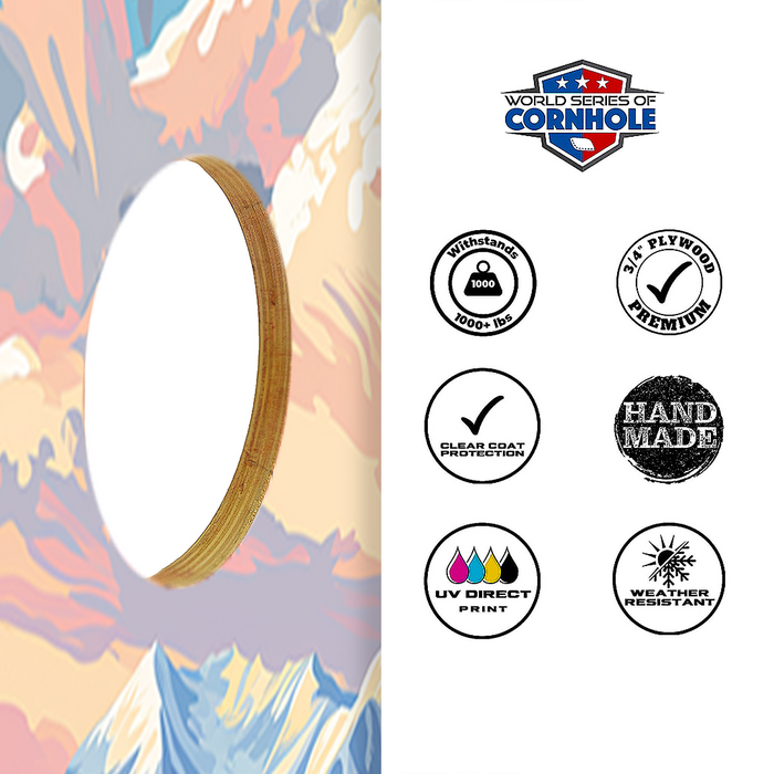 World Series of Cornhole Recreational Cornhole Set - Denali National Park Daytime Boards with Red and Royal Blue Bags