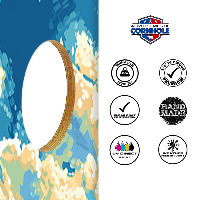 World Series of Cornhole Recreational Cornhole Set - Glacier National Park Daytime Boards with Red and Royal Blue Bags