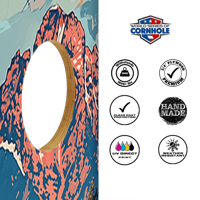 Recreational Cornhole Set World Series of Cornhole Recreational Cornhole Set - Grand Teton National Park Daytime Boards with Red and Royal Blue Bags