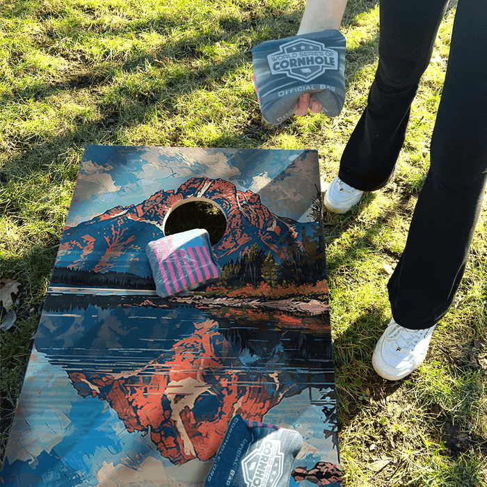 Recreational Cornhole Set World Series of Cornhole Recreational Cornhole Set - Grand Teton National Park Daytime Boards with Red and Royal Blue Bags