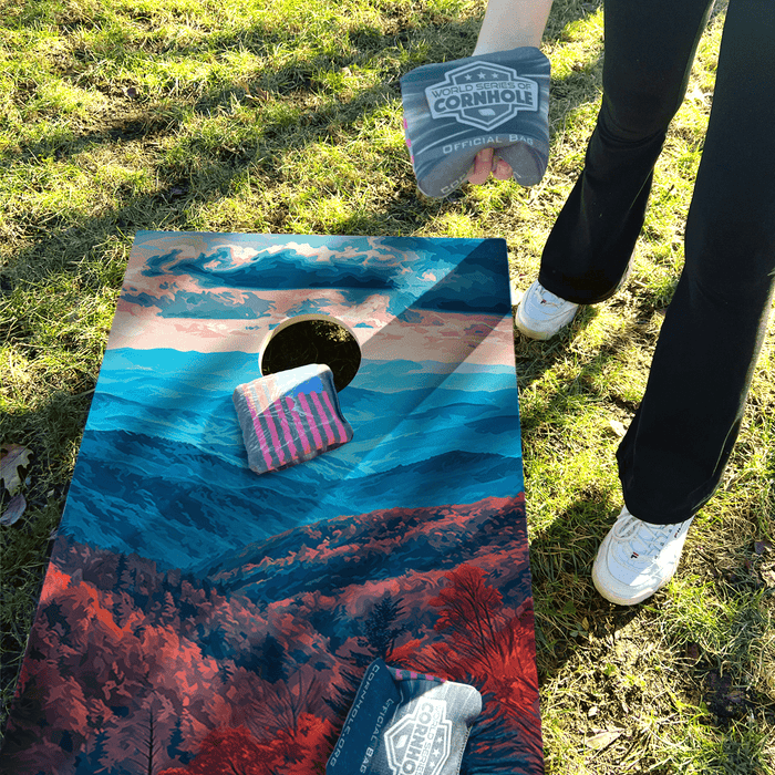 Recreational Cornhole Set World Series of Cornhole Recreational Cornhole Set - Great Smoky Mountains National Park Daytime Boards with Red and Royal Blue Bags