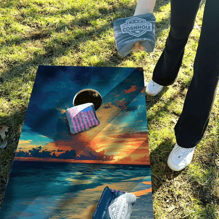 Recreational Cornhole Set World Series of Cornhole Recreational Cornhole Set - Gulf Shores National Park Daytime Boards with Red and Royal Blue Bags
