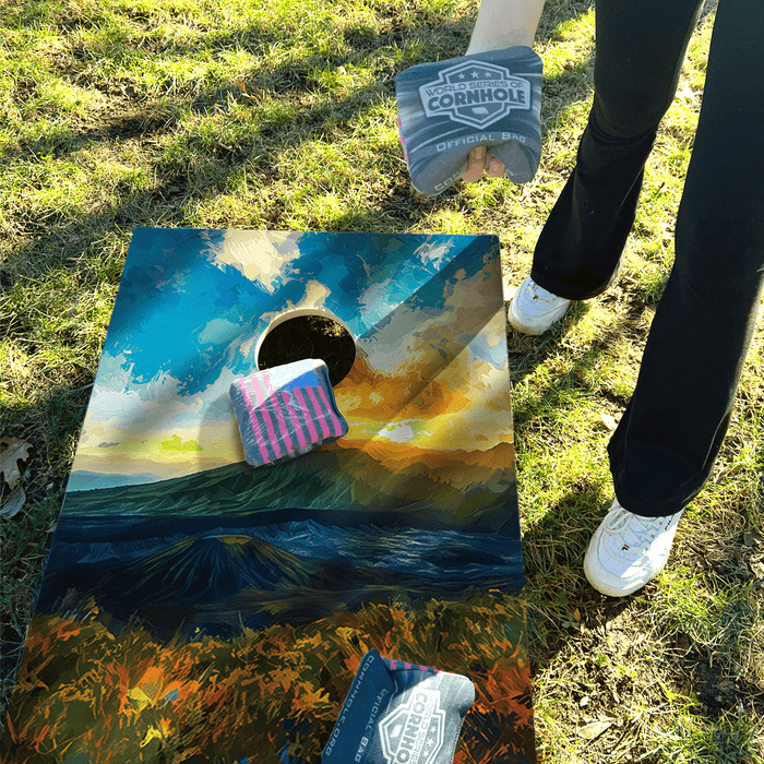 Recreational Cornhole Set World Series of Cornhole Recreational Cornhole Set - Hawaii Volcanoes National Park Daytime Boards with Red and Royal Blue Bags