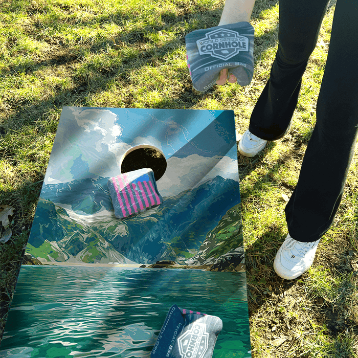 Recreational Cornhole Set World Series of Cornhole Recreational Cornhole Set - Kenai Fjords National Park Daytime Boards with Red and Royal Blue Bags