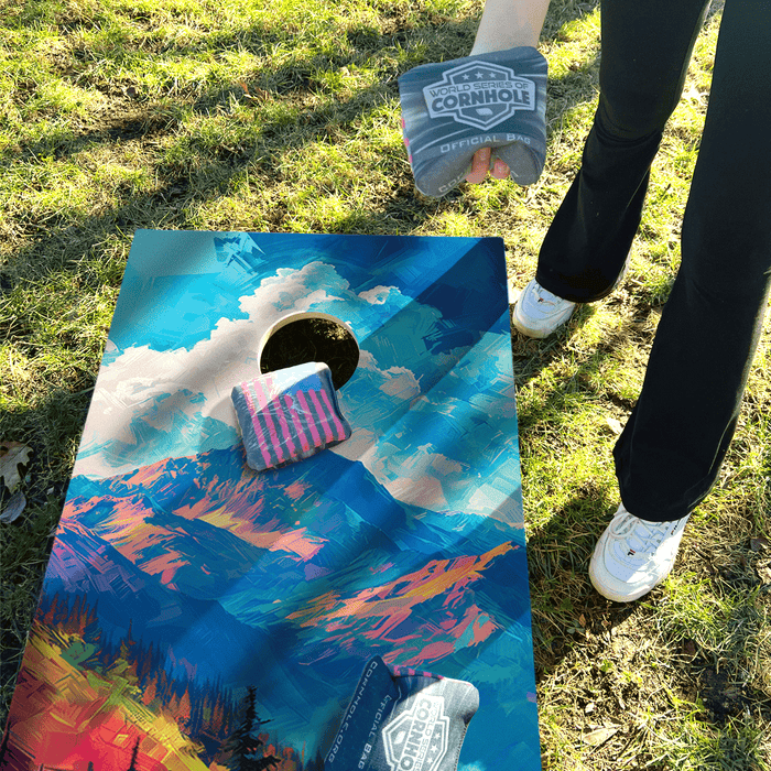 Recreational Cornhole Set World Series of Cornhole Recreational Cornhole Set - Mt. Olympus National Park Daytime Boards with Red and Royal Blue Bags