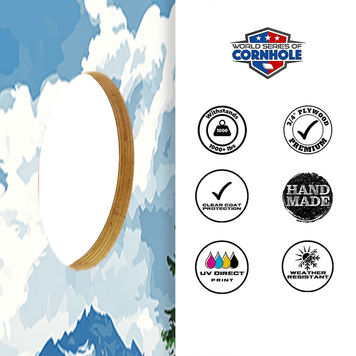 Recreational Cornhole Set World Series of Cornhole Recreational Cornhole Set - Mt. Rainier National Park Daytime Boards with Red and Royal Blue Bags