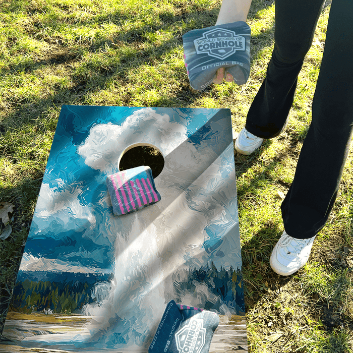 Recreational Cornhole Set World Series of Cornhole Recreational Cornhole Set - Yellowstone Old Faithful National Park Daytime Boards with Red and Royal Blue Bags