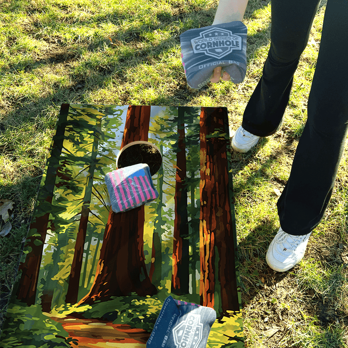 Recreational Cornhole Set World Series of Cornhole Recreational Cornhole Set - Redwood National Park Daytime Boards with Red and Royal Blue Bags