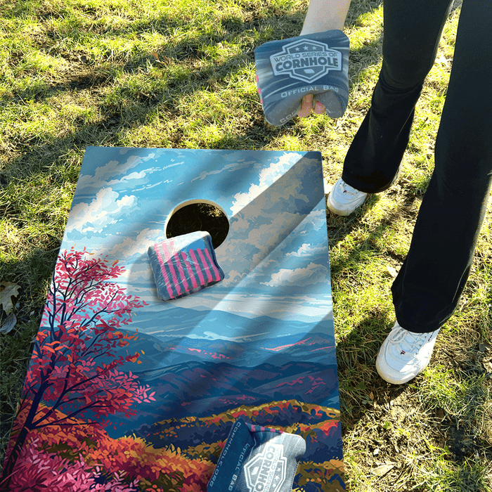Recreational Cornhole Set World Series of Cornhole Recreational Cornhole Set - Shenandoah National Park Daytime Boards with Red and Royal Blue Bags