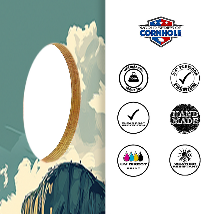 World Series of Cornhole Recreational Cornhole Set - Yosemite National Park Daytime Boards with Red and Royal Blue Bags