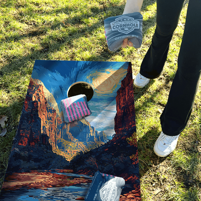 Recreational Cornhole Set World Series of Cornhole Recreational Cornhole Set - Zion National Park Daytime Boards with Red and Royal Blue Bags