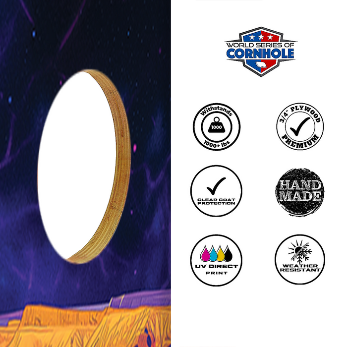 World Series of Cornhole Recreational Cornhole Set - Capitol Reef National Park Nighttime Boards with Red and Royal Blue Bags