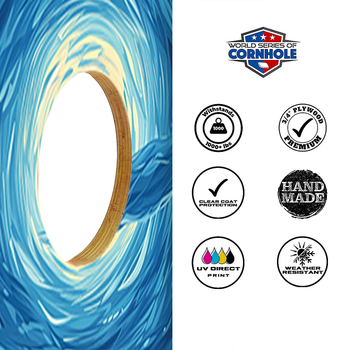 World Series of Cornhole Recreational Cornhole Set - Glacier National Park Nighttime Boards with Red and Royal Blue Bags