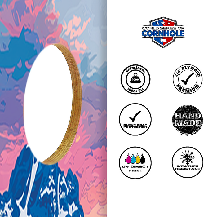 World Series of Cornhole Recreational Cornhole Set - Grand Teton National Park Nighttime Boards with Red and Royal Blue Bags