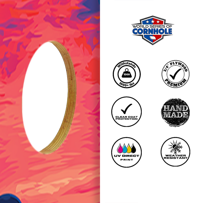 World Series of Cornhole Recreational Cornhole Set - Hawaii Volcanoes National Park Nighttime Boards with Red and Royal Blue Bags