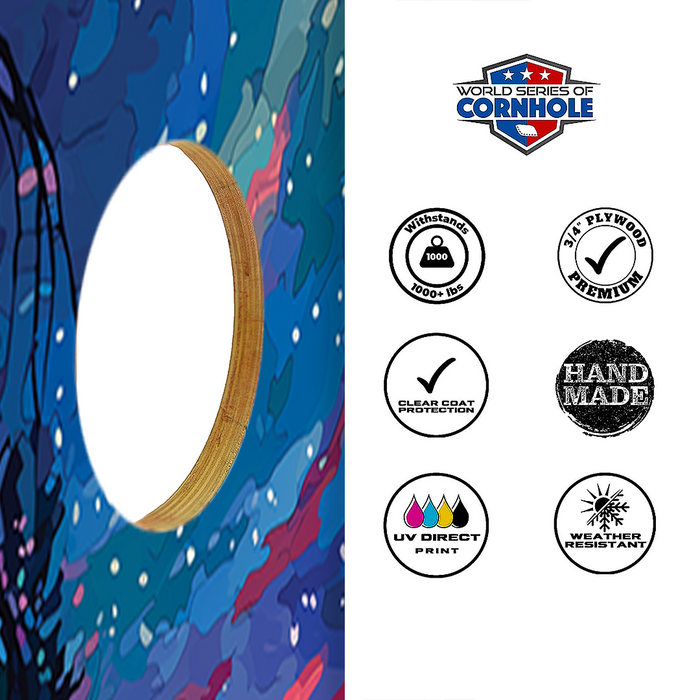 World Series of Cornhole Recreational Cornhole Set - Sequoia National Park Nighttime Boards with Red and Royal Blue Bags